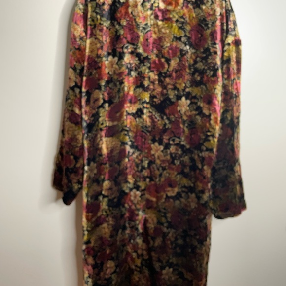 Free People Simone Velvet Long Maxi Duster in Black Rose Combo Size L NEW - Picture 6 of 9